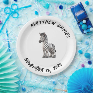Customisable Baby Zebra Paper Plate