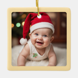Customisable Baby's First Christmas Square Ceramic Ornament