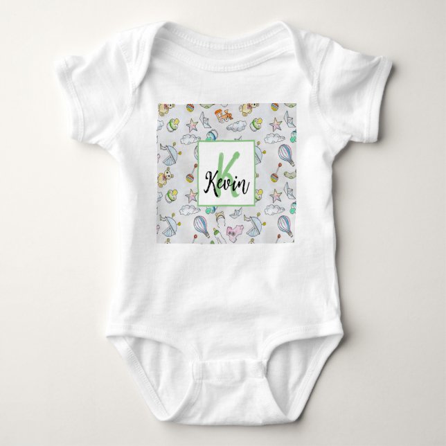 Customisable Baby's Monogrammed Bodysuit (Front)