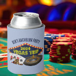 Customisable Bachelor Party Las Vegas Trip Casino<br><div class="desc">Customise your own bachelor party can coolers for a Las Vegas trip. A cool personalised can cooler featuring gambling casino staples such as a deck of cards,  poker chips,  and roulette wheel with Vegas Trip in yellow script. Fun gambler keepsake gift for your groomsmen and best man.</div>