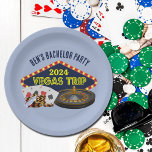 Customisable Bachelor Party Las Vegas Trip Casino Paper Plate<br><div class="desc">Customise your own bachelor party paper plates for a Las Vegas trip. A cool personalised plate featuring gambling casino staples such as a deck of cards,  poker chips,  and roulette wheel with Vegas Trip in yellow script. Fun gambler getaway bash for your groomsmen and best man.</div>