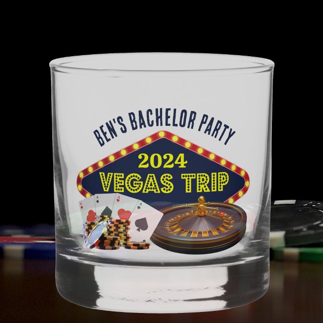 Customisable Bachelor Party Las Vegas Trip Casino Whiskey Glass (Creator Uploaded)