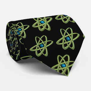 Customisable background black colour Atom pattern Tie