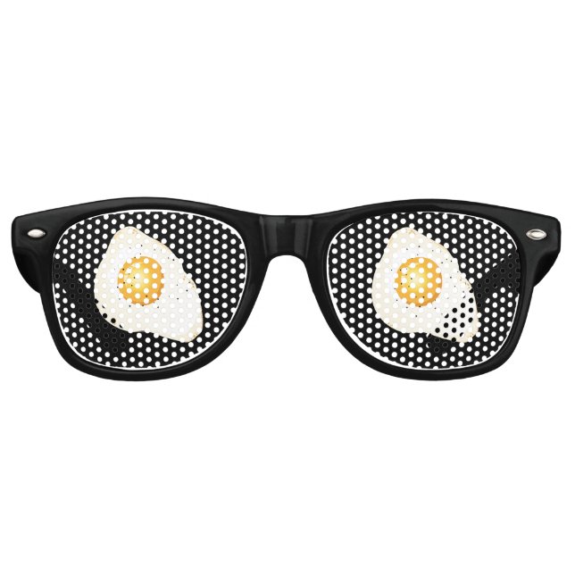 Customisable background black colour - Fried egg Retro Sunglasses (Front)