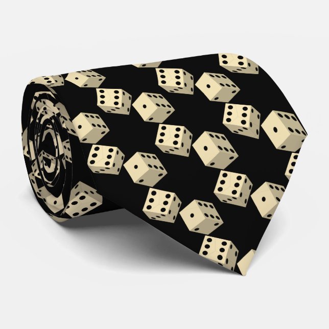 Customisable background colour Dice Games pattern Tie (Rolled)