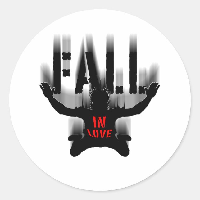 Customisable Background Colour for Fall in Love Classic Round Sticker (Front)