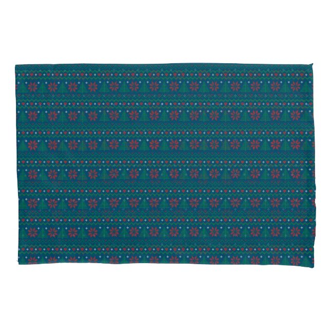 Customisable Background Colour Ho-Ho-Ho Ugly Xmas Pillowcase (Front)