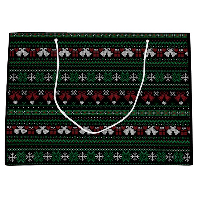 Customisable Background Colour My Bells Ugly Xmas Large Gift Bag (Front)