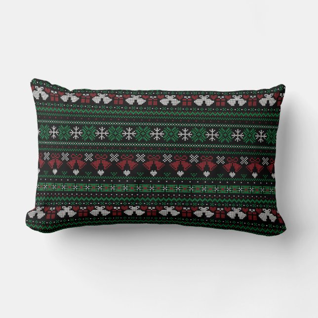 Customisable Background Colour My Bells Ugly Xmas Lumbar Cushion (Front)