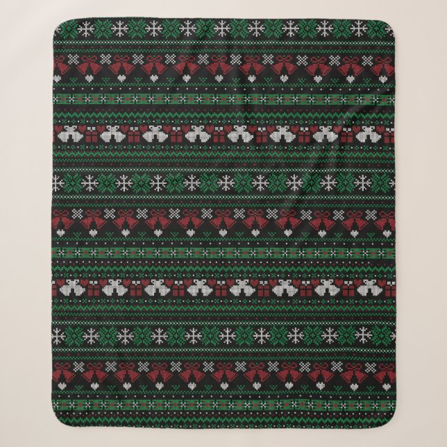 Customisable Background Colour My Bells Ugly Xmas Sherpa Blanket (Front)