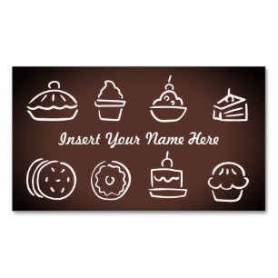 Customisable baker pastry chef brown magnetic business card