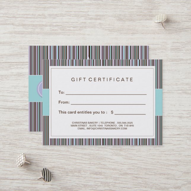 Customisable Bakery Gift Certificate (Front/Back In Situ)