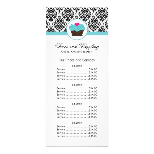 Customisable Bakery Price List Rack Card (Front)