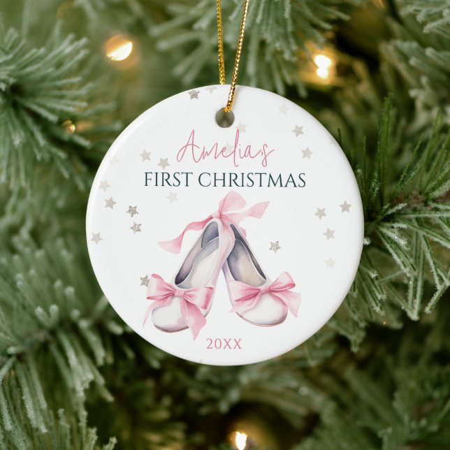 Customisable Ballerina Baby Girl 1st Christmas Ceramic Tree Decoration (Tree)