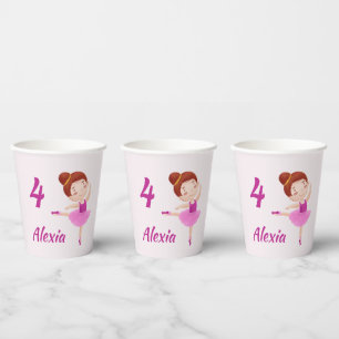  Customisable Ballet Paper Cups with Name & Age 