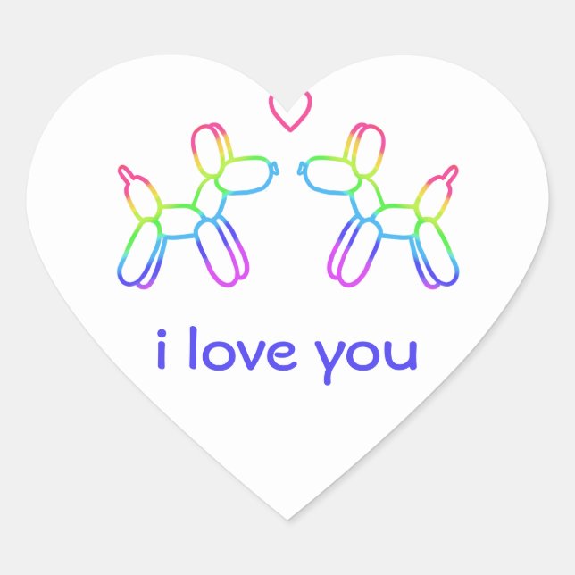 Customisable Balloon Dogs Heart Sticker (Front)