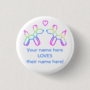 Customisable Balloon Dogs in Love Button