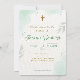 Customisable Baptism Invitation Card for Boys
