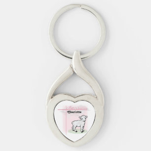 Customisable, Baptism, Pink, Girl, Lamb Key Ring