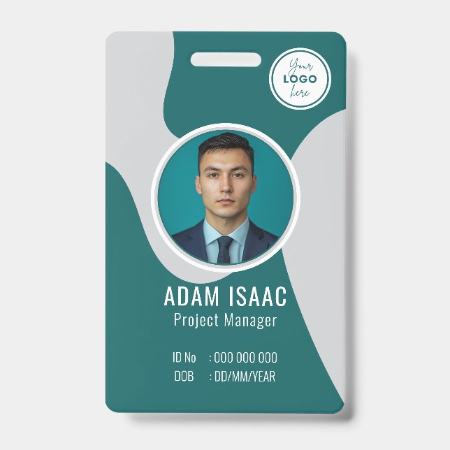 Customisable Barcode Logo Name Tag Staff  ID Badge (Front)