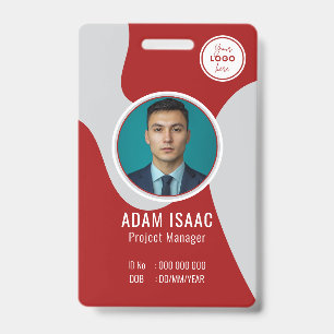 Customisable Barcode Logo Name Tag Staff ID Badge
