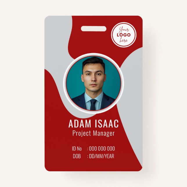 Customisable Barcode Logo Name Tag Staff  ID Badge (Front)