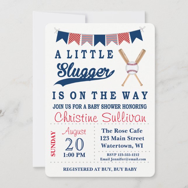 Customisable Baseball Baby Shower Invitation (Front)