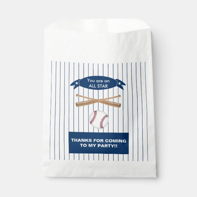 Customisable Baseball Birthday party favour bag (Front)