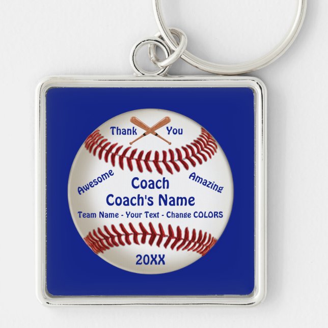 Customisable, Baseball Coach Thank You Gifts, Key Ring (Front)