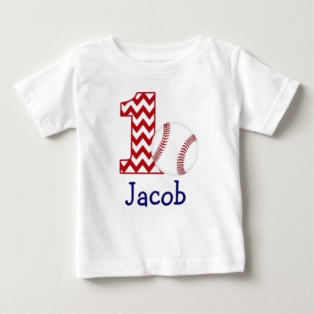Customisable Baseball First birthday shirt 1 year (Front)