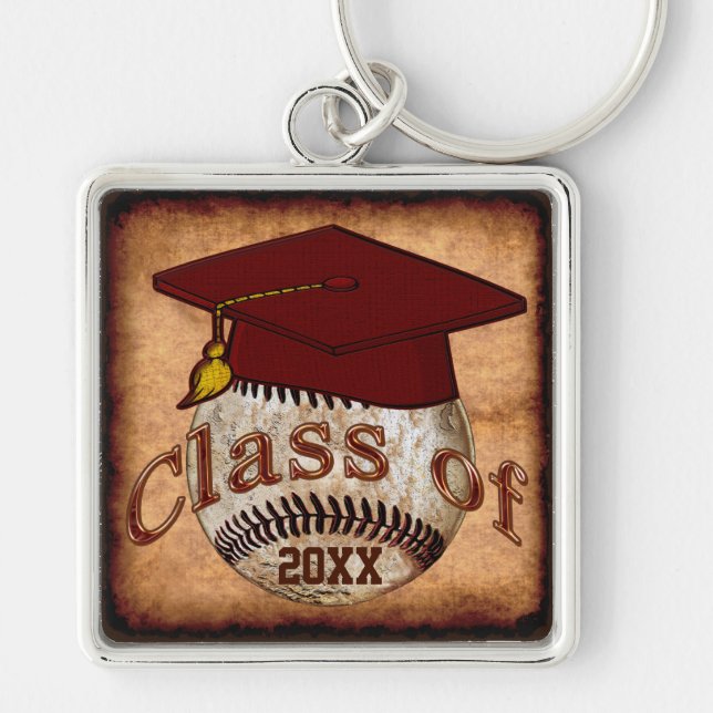 Customisable Baseball Graduation Gift Ideas Key Ring (Front)