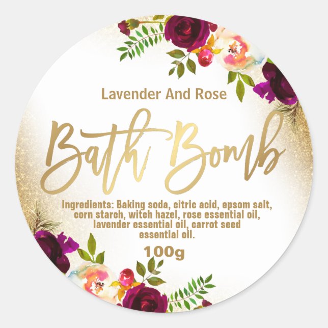 Customisable Bath Bomb Label (Front)
