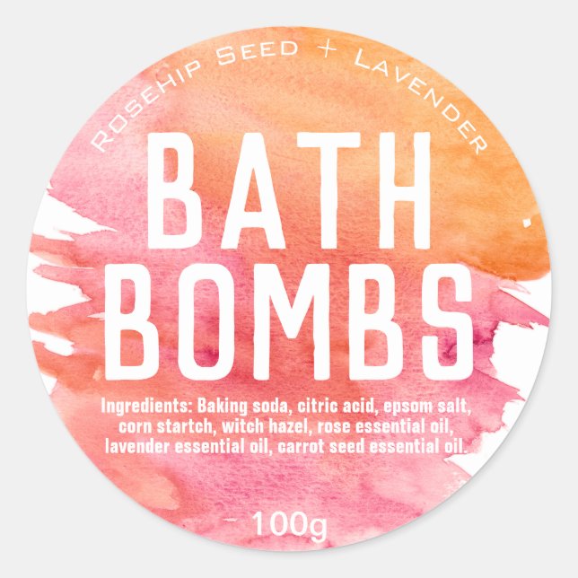 Customisable Bath Bomb Label (Front)