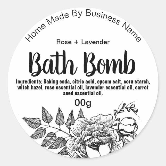 Customisable Bath Bomb Label (Front)