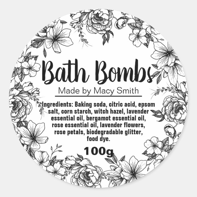 Customisable Bath Bomb Label (Front)