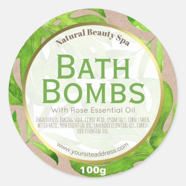 Customisable Bath Bomb Label (Front)