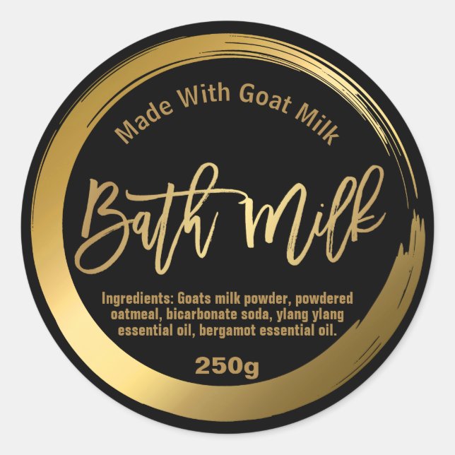 Customisable Bath Milk Label (Front)