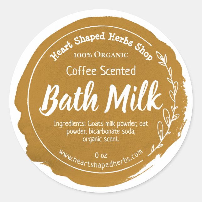 Customisable Bath Milk Label Handmade Business (Front)
