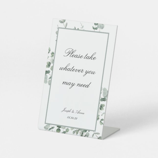 Customisable Bathroom Sign in Eucalyptus (Front)