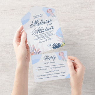 Customisable Beach All in One Wedding Invitation