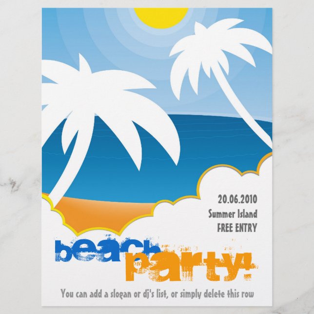 Customisable Beach Party flyer (Front)