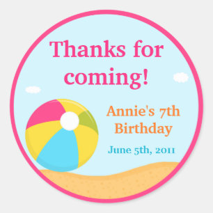 Customisable Beach Party Sticker