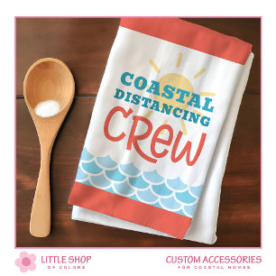 Customisable Beach Theme Sun Waves Tea Towel