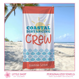 Customisable Beach Theme Sun Waves Towel