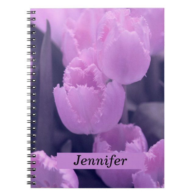 Customisable Beautiful Purple Tulip Back to School Spiral Notebook (Front)