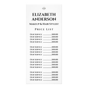 Customisable Beauty Salon Price List Template Rack Card