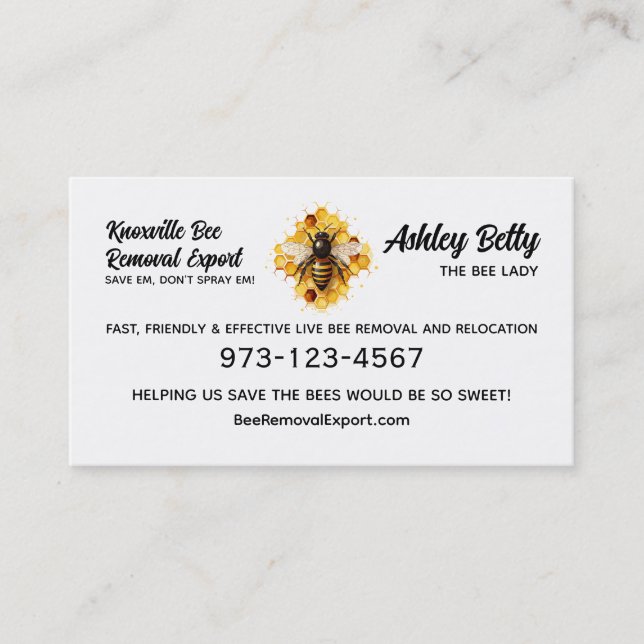 Customisable Bee Removal Business Cards (Front)