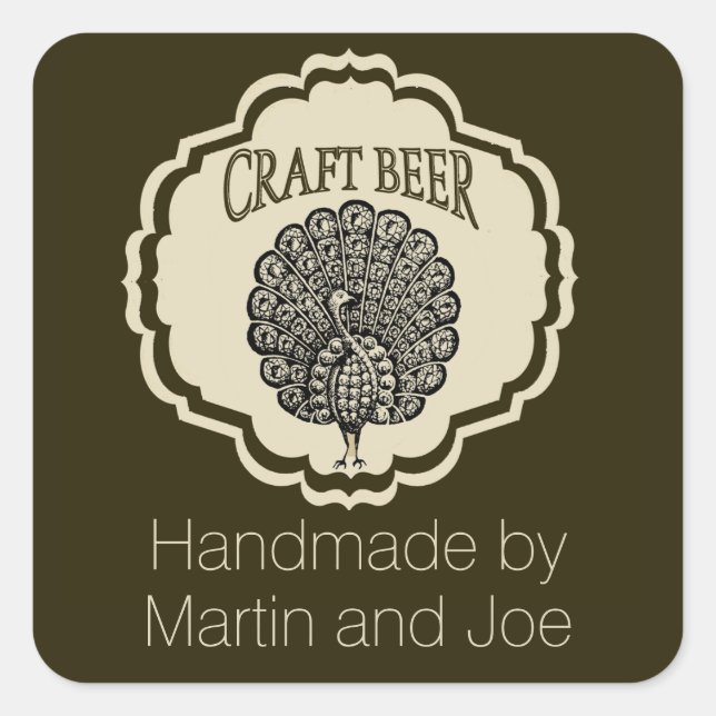 Customisable Beer Labels with Peacock (Front)