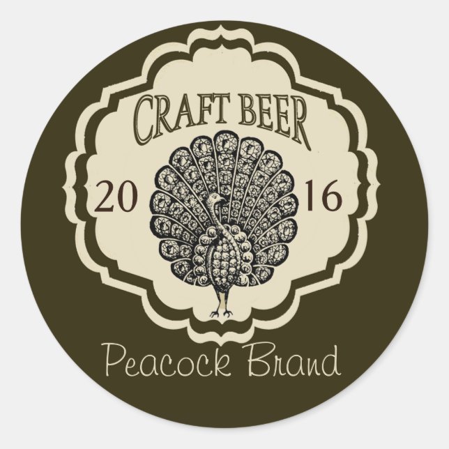 Customisable Beer Labels with Peacock (Front)
