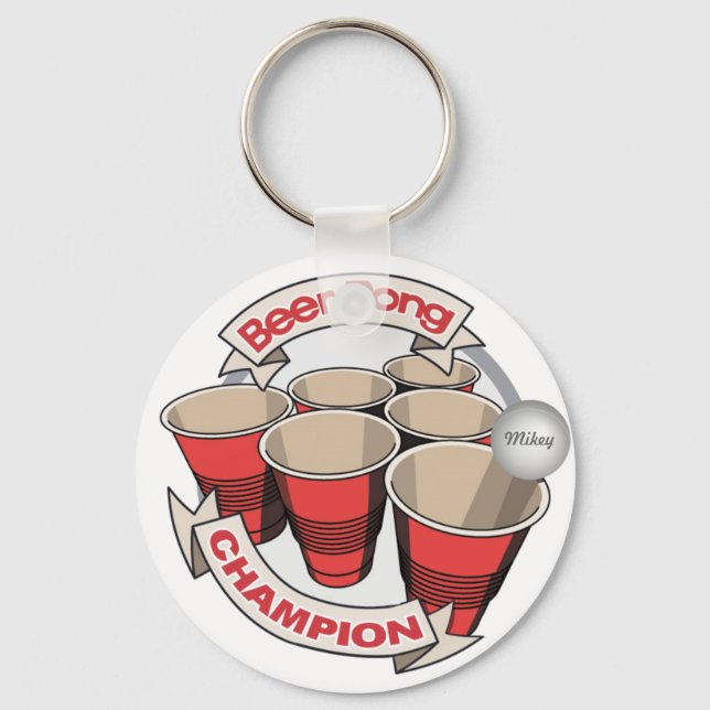 Customisable Beer Pong Champion Key Ring (Front)